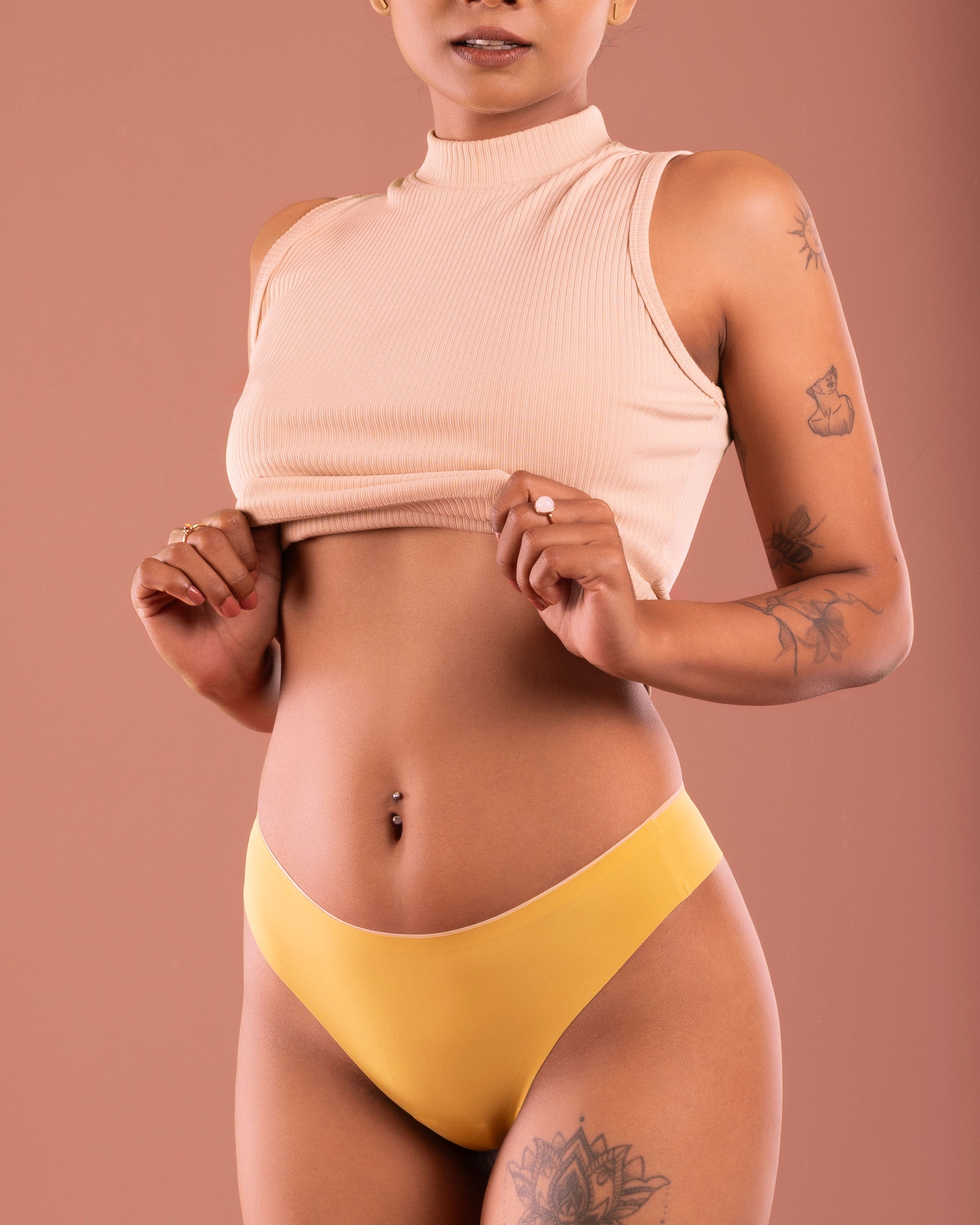 Ribbed cotton hipster