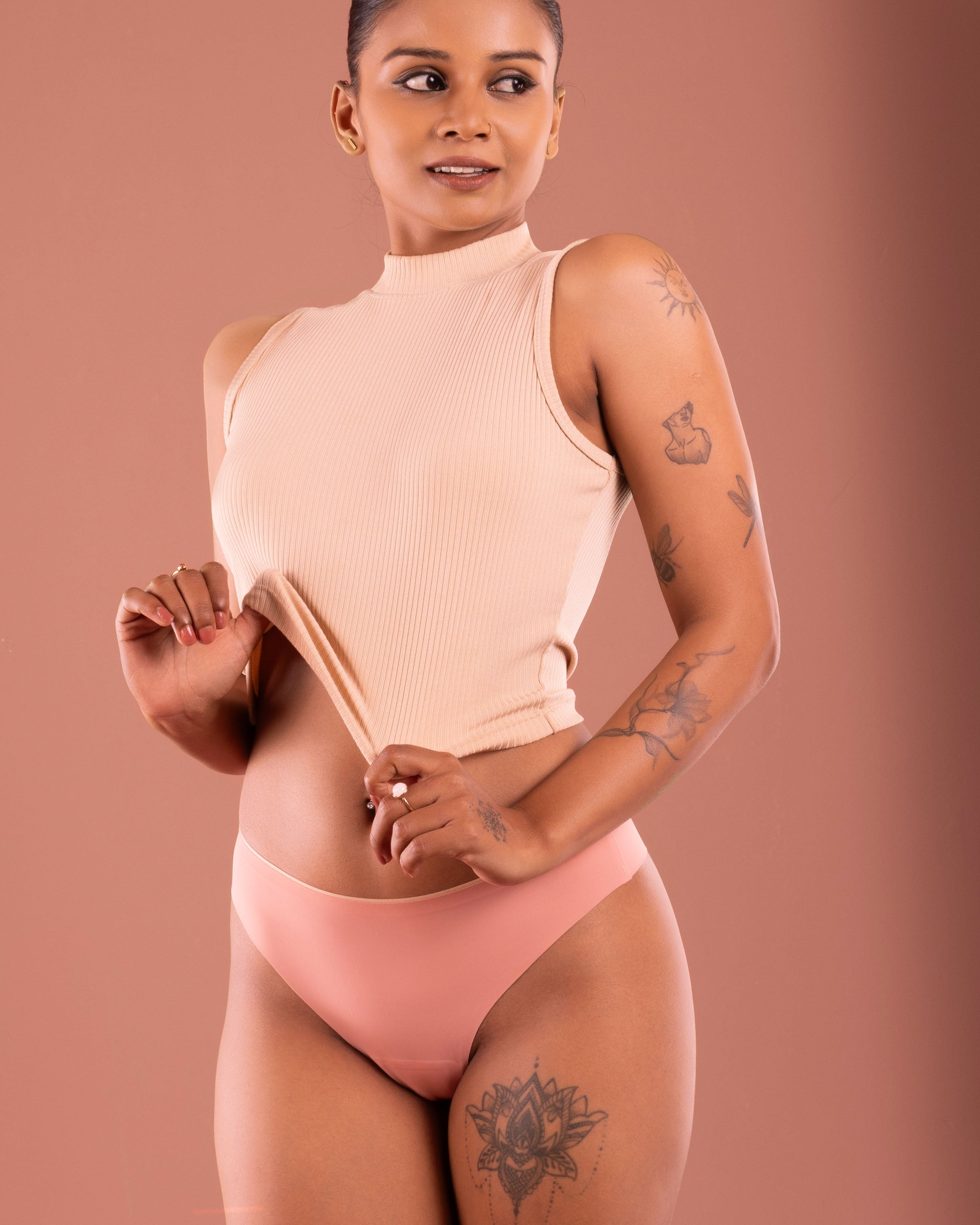 Ribbed cotton hipster