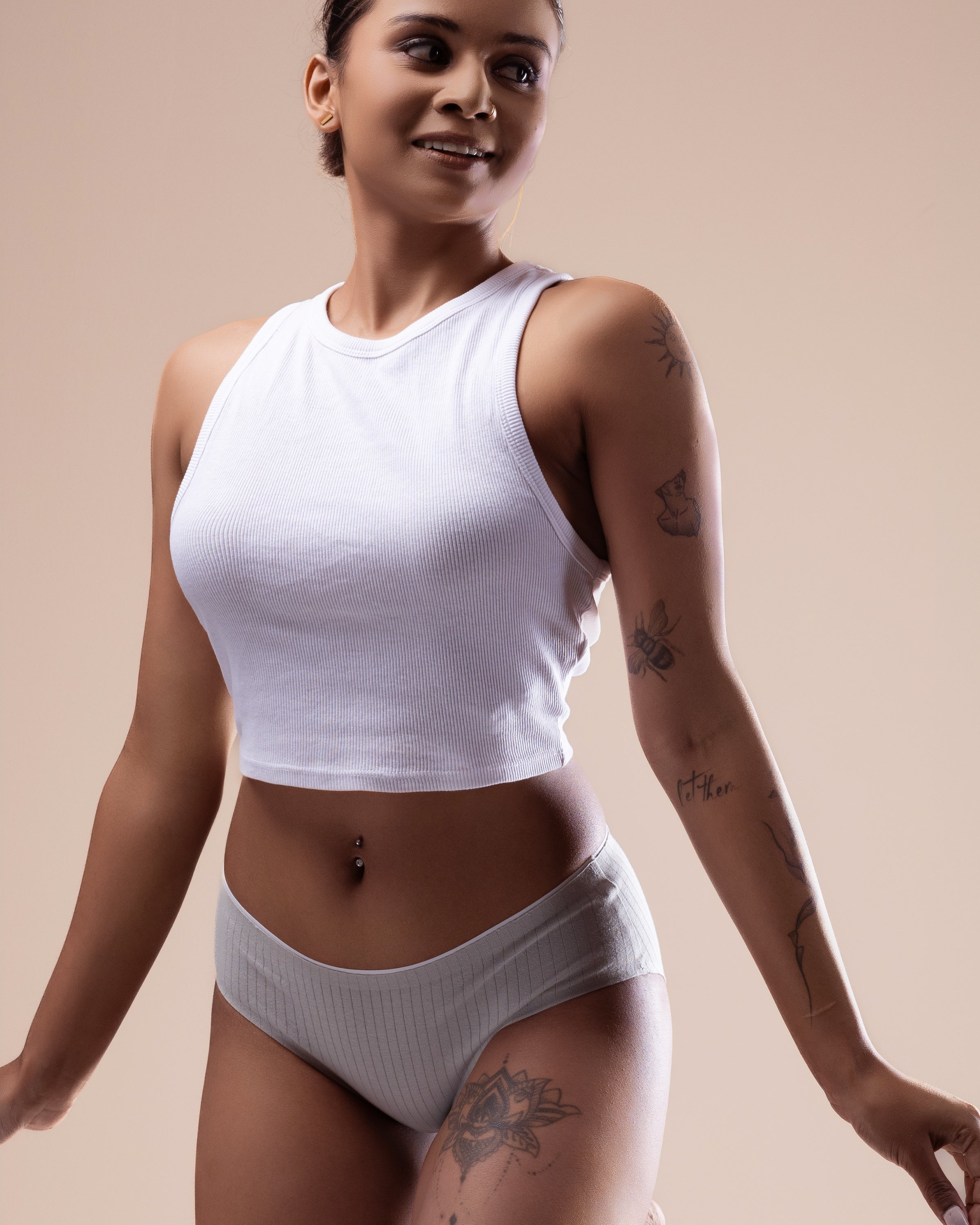 Ribbed cotton hipster