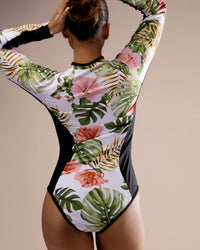 Long-sleeve one-piece swimwear