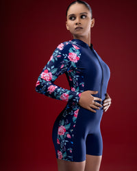 Floral Zip-Front Swim Romper