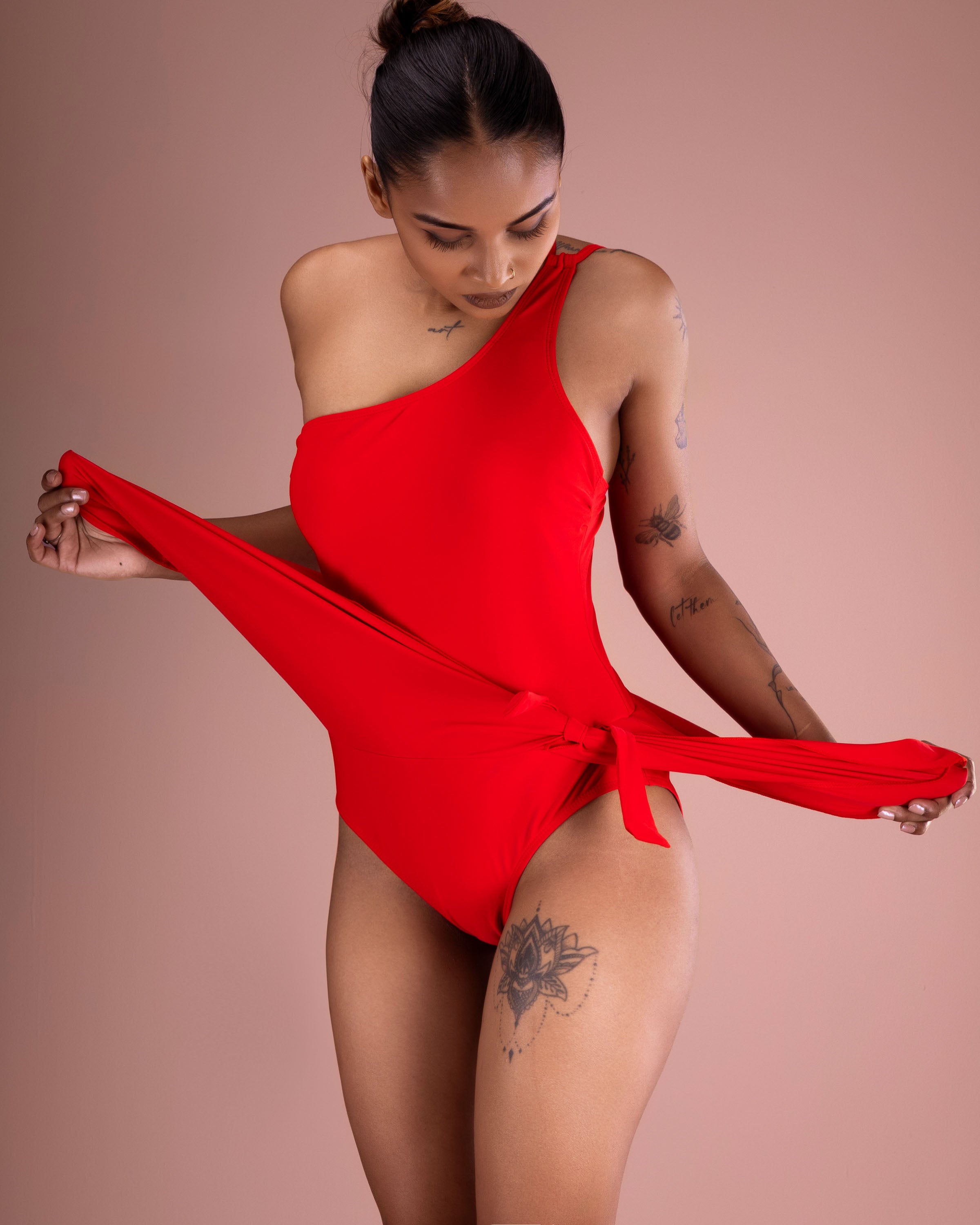 One-Shoulder Swim Dress