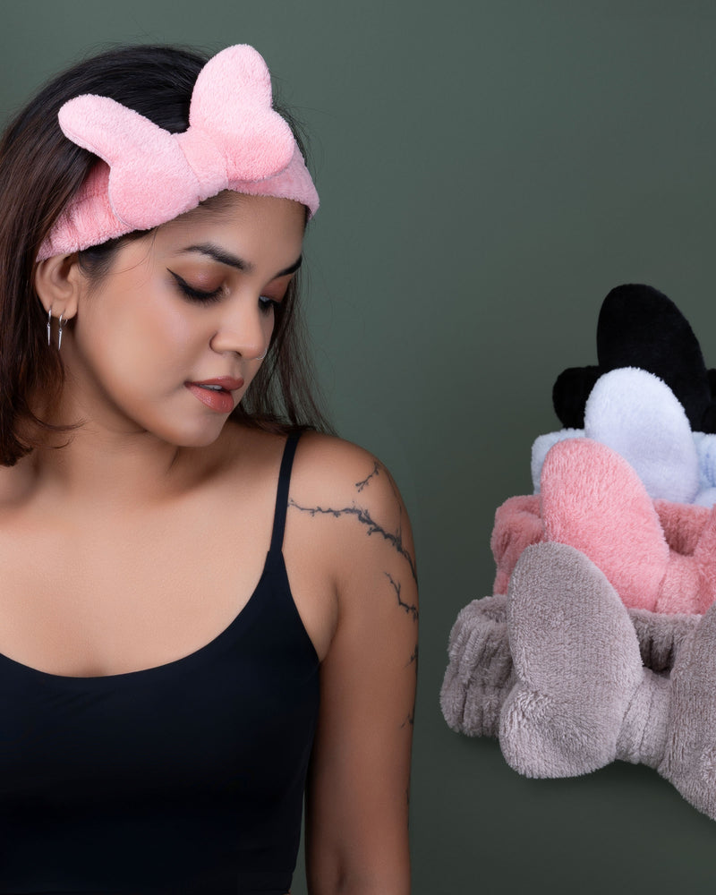 Plush Bow Facial Band