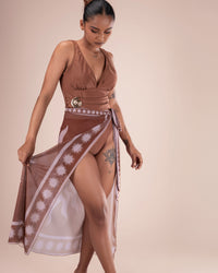 Swimsuit with Printed Sarong