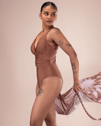 Swimsuit with Printed Sarong