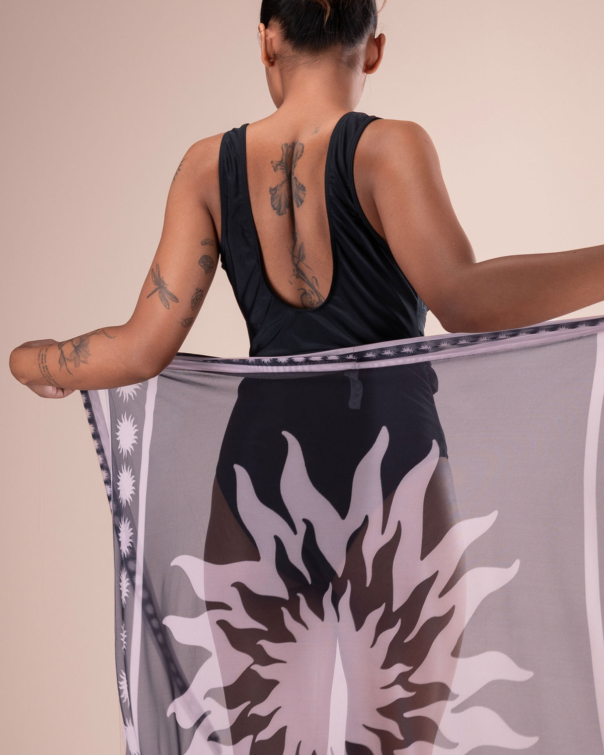 Swimsuit with Printed Sarong