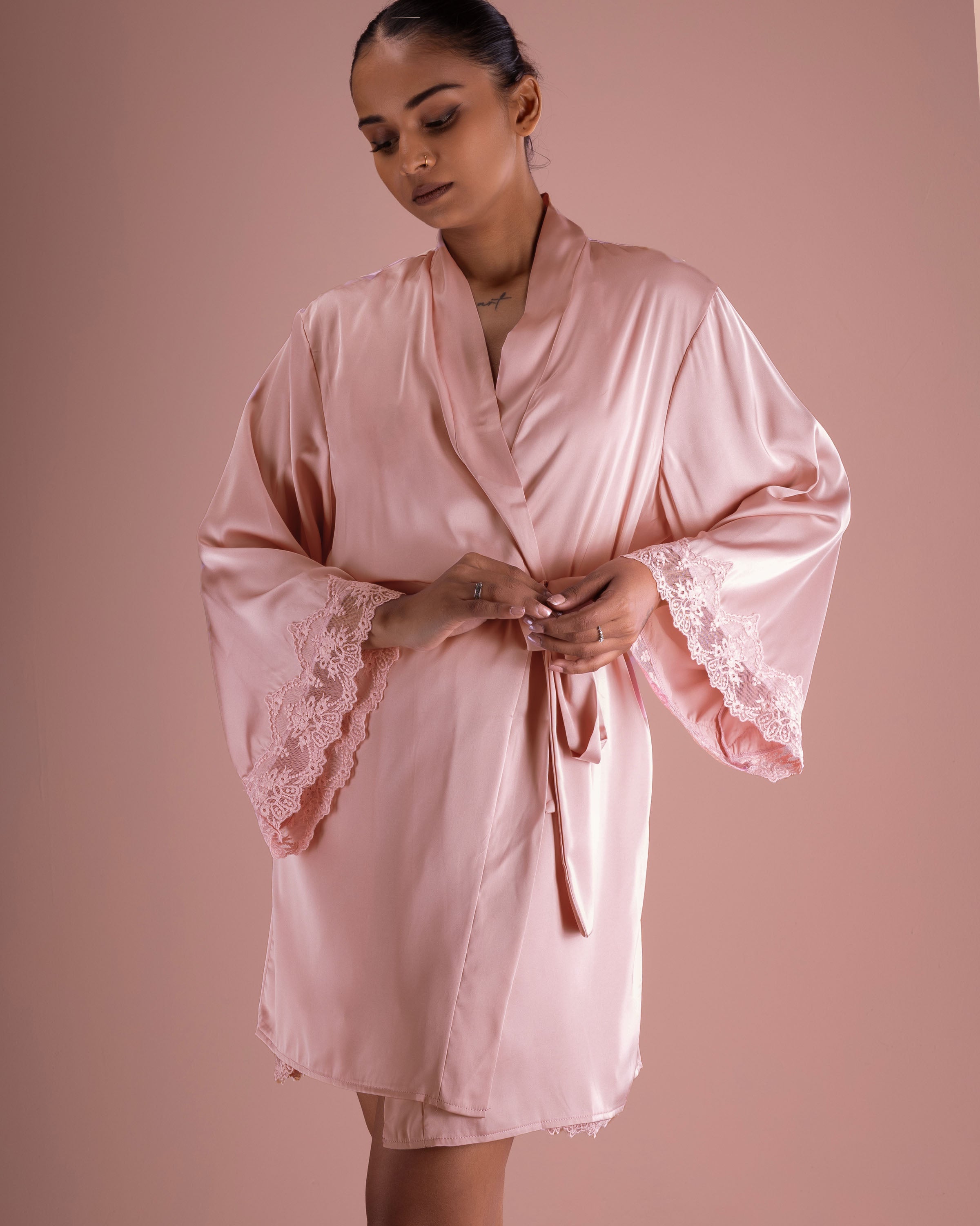 Satin Lace Nightdress & Robe Set