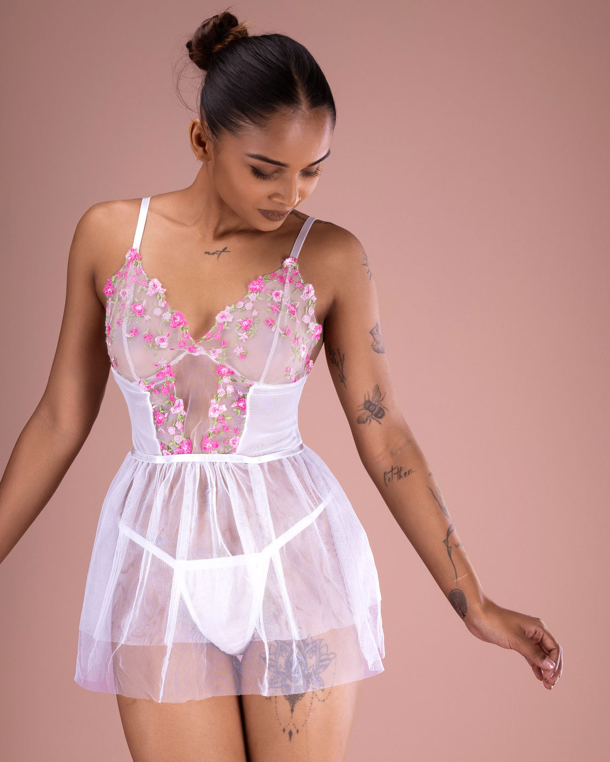 Floral Mesh Babydoll