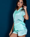 Satin Night Shirt & Shorts Set