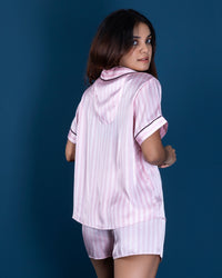Satin Night Shirt & Shorts Set