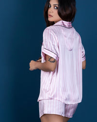 Satin Night Shirt & Shorts Set