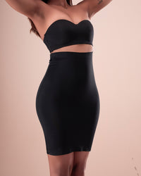 Black high-waisted shapewear skirt shown from the front.
