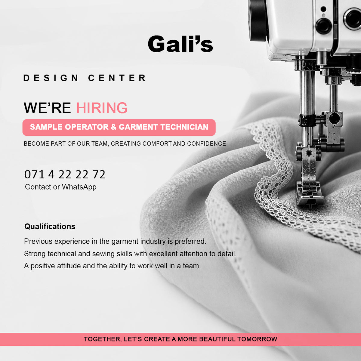 SAMPLE OPERATOR & GARMENT TECHNICIAN